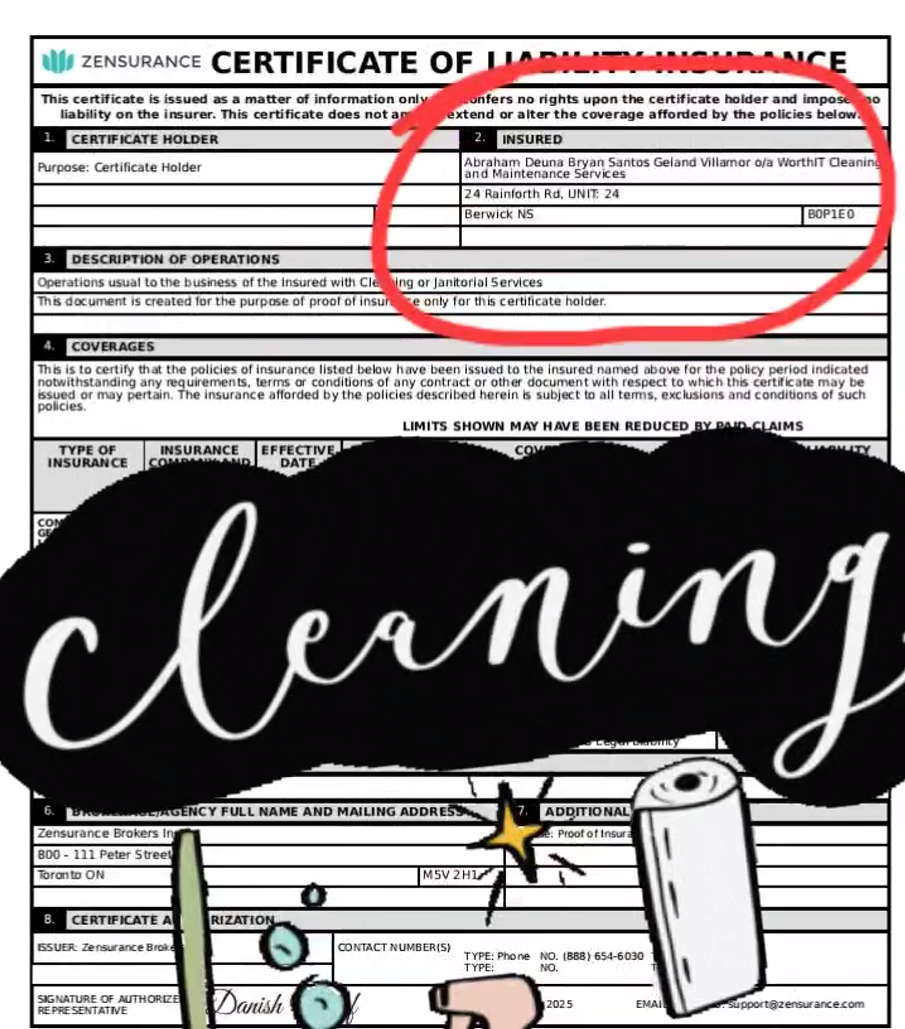 WorthIt Liability Insurance Certificate